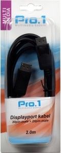Displayport 20pin male naar male 2m