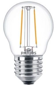 Philips LED kogel E27 2-25W 2700K filament helder