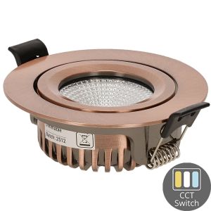 LED inbouwspot 6W 3CCT 82mm 36gr rond verstelbaar koper