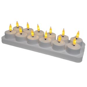 LED Tea-light set oplaadbaar wit set met 12 stuks