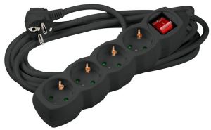 TCD RA 4V 1,5m snoer zwart met schakelaar