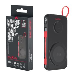 Powerbank 10.000mA zwart met vaste USB-C kabel + MagSafe Qi