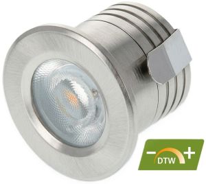 LED mini inbouwspot 2W DimToWarm 32mm rond vast geschuurd staal
