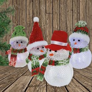 LED Sneeuwpop acryl 6x10cm 4 assorti