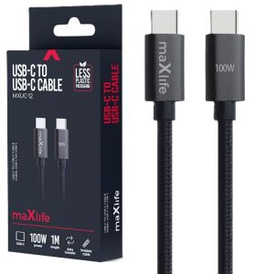 USB-C - USB-C kabel 1m zwart omvlochten 100W