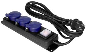 SWD TCD RA IP44 3-voudig 5m snoer zwart met schakelaar + kleppen