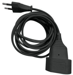 Euroverlengsnoer 2x0,75qmm zwart 2m