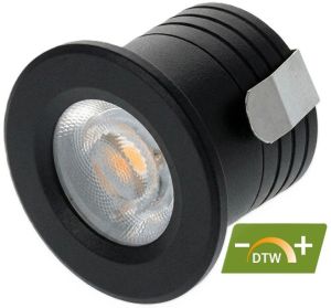LED mini inbouwspot 2W DimToWarm 32mm rond vast zwart