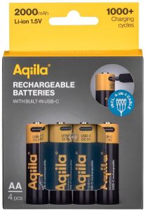 Aqiila USB-C oplaadbare batterij AA 2000mA blister(4)