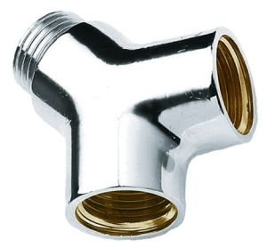 Draadfitting Y-stuk 1/2 buiten 2x 1/2 binnen chroom