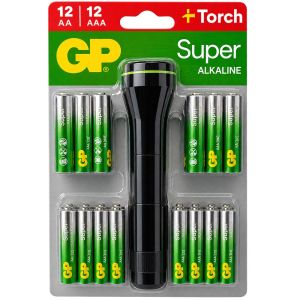 GP Super Alkaline actieblister 24 batterijen + gratis zaklamp