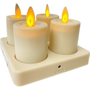 LED kaarsen oplaadbaar ivoor set met 4 stuks