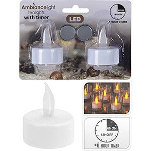 LED Tea-Light set met 2 stuks + timer
