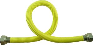 Gasslang RVS ommanteld 120cm geel