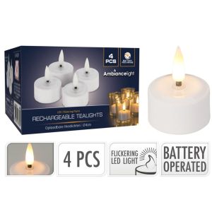 LED Tea-Light set oplaadbaar met 4 stuks
