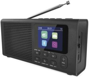 Radio DAB+ USB-C of batterij + wekfunctie zwart