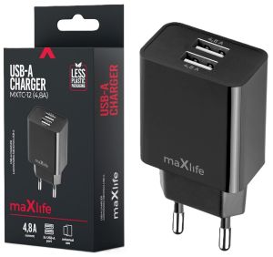 USB lader 4,8A dubbel zwart