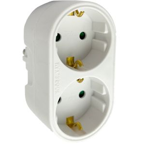 Randaarde stekkeradapter 2-voudig verticaal wit