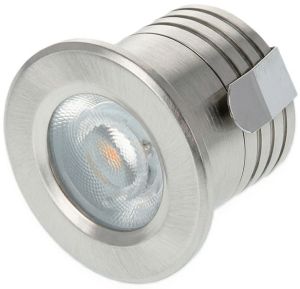 LED mini inbouwspot 2W 2700K 32mm rond vast geschuurd staal