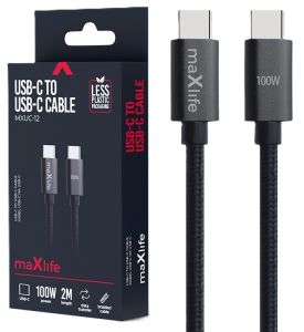 USB-C - USB-C kabel 2m zwart omvlochten 100W