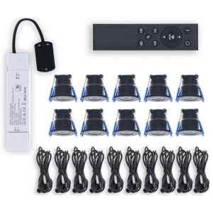 LED inbouwspots 3W 2700K IP65 set a10 zwart