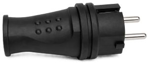 Randaarde stekker rubber zwart