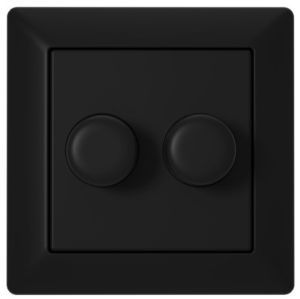 Afdekraam + knop duo dimmer voor GIRA/JUNG/Merten mat zwart
