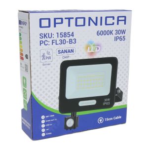 LED Bouwlamp 30W 6000K zwart + sensor - Afbeelding 2