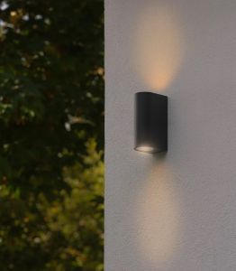 Wandlamp Dion rond 2x GU10 zwart IP54 - Afbeelding 2