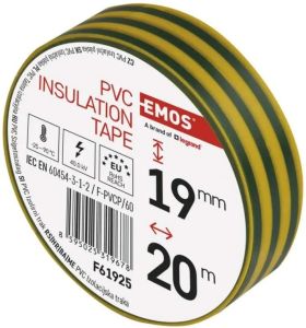 Isolatietape PVC 19mm rol 20m geel/groen - Afbeelding 2