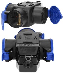 Hangkoppeling zwart IP44 3V met klep - Afbeelding 2