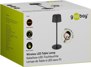 LED Tafellamp oplaadbaar 2W 3000K touch 25cm zwart - Afbeelding 2