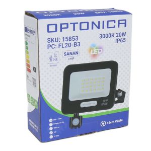 LED Bouwlamp 20W 3000K zwart + sensor - Afbeelding 2