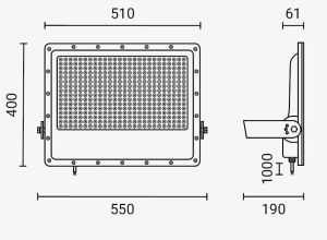 LED Bouwlamp 500W 6000K zwart - premium - Afbeelding 2