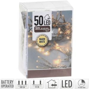 LED Batterijverlichting 50 LEDS warm wit 5m + timer - Afbeelding 2