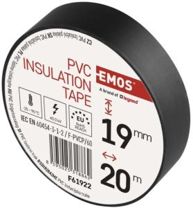 Isolatietape PVC 19mm rol 20m zwart - Afbeelding 2