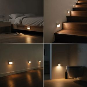LED nachtlamp vierkant met sensor oplaadbaar wit 3000K - Afbeelding 2