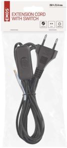 Eurosnoer 2x0,75qmm met schakelaar zwart 2m - Afbeelding 2
