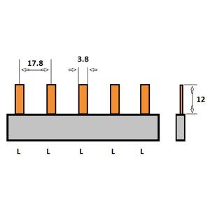 Kamrail 1 fase 5pol. 17,8mm grijs - Afbeelding 2