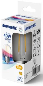 Energetic LED kogel E27 4-40W 2700K filament helder - Afbeelding 2