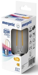 Energetic LED kogel E27 2,1-25W 2700K filament helder - Afbeelding 2