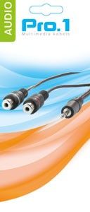 Audio 3,5 jack stereo ->2 tulp female 20cm - Afbeelding 2