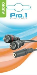 Audio 3,5 contra stereo ->2 tulp male 20cm - Afbeelding 2