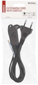 Eurosnoer 2x0,75qmm met schakelaar zwart 3m - Afbeelding 2