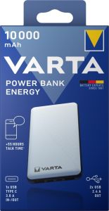 Powerbank 10.000mA zilver USB + USB-C - Afbeelding 2