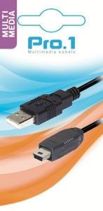 USB kabel A-male -> B-mini male 1,8m - Afbeelding 2