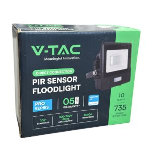 V-TAC LED Bouwlamp 10W 3000K zwart met sensor + kabelinvoer - Afbeelding 2