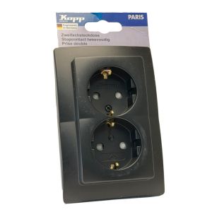 Verpakt Kopp Paris mat zwart inbouw stopcontact wcd RA dubbel - Afbeelding 2