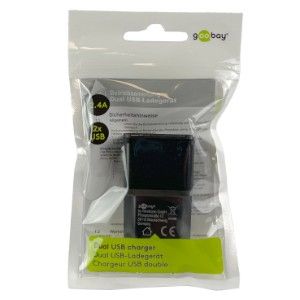 USB lader haaks dubbel 2,4A zwart - Afbeelding 2