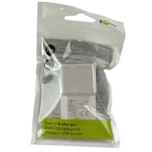 USB lader haaks dubbel 2,4A wit - Afbeelding 2